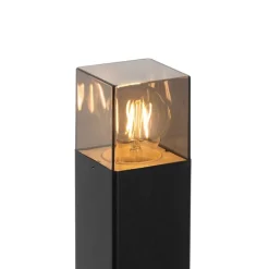 Buitenlamp zwart met smoke glas met grondpin en kabelmof 70cm IP44 - Denmark