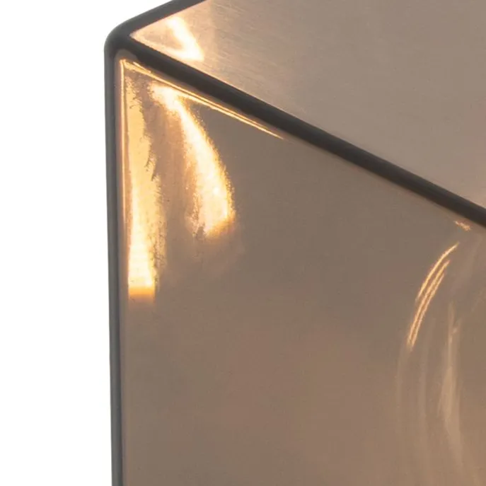 Buitenlamp zwart met smoke glas met grondpin en kabelmof 70cm IP44 - Denmark