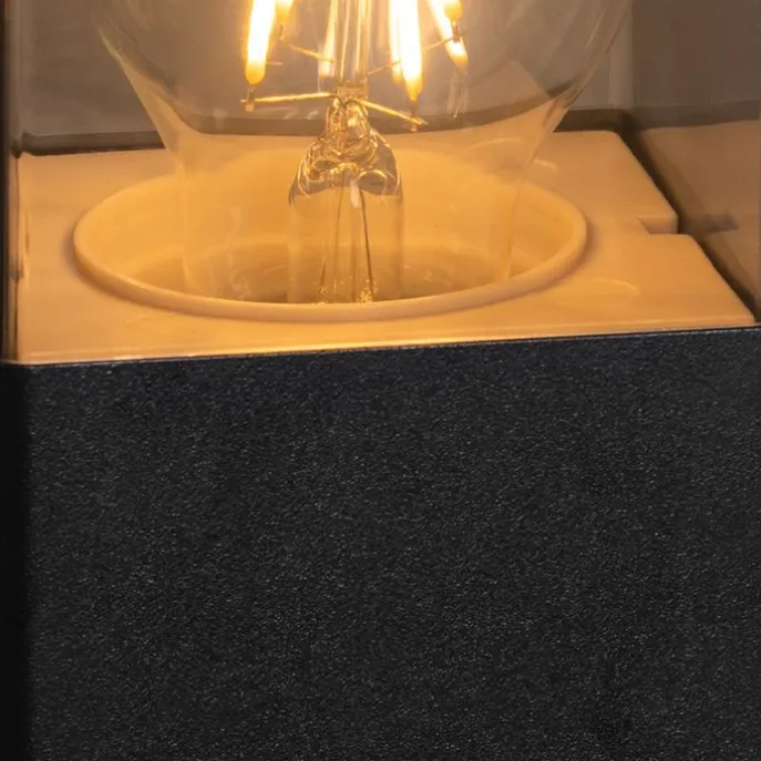 Buitenlamp zwart met smoke glas met grondpin en kabelmof 70cm IP44 - Denmark