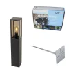 Buitenlamp zwart met smoke glas met grondpin en kabelmof 80cm IP44 - Charlois