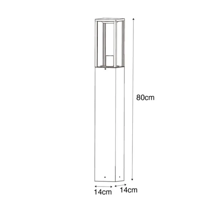 Buitenlamp zwart met smoke glas met grondpin en kabelmof 80cm IP44 - Charlois