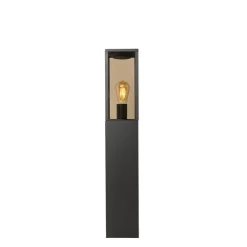Buitenlamp zwart met smoke glas met grondpin en kabelmof 80cm IP44 - Charlois
