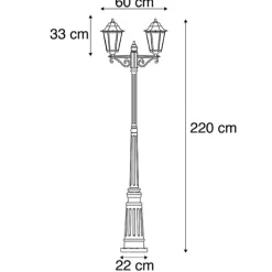 Buitenlantaarn zwart 220 cm 2-lichts IP44 - Havana