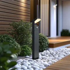 Buitenpaal donkergrijs met bewegingssensor 60cm IP54 solar - Judge