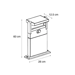 Buitenpaal donkergrijs met bewegingssensor 60cm IP54 solar - Judge