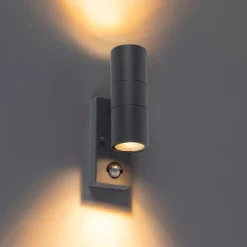 Buitenwandlamp antraciet 2-lichts IP44 met bewegingssensor - Duo