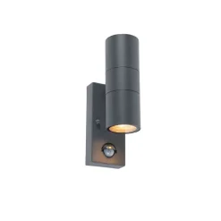 Buitenwandlamp antraciet 2-lichts IP44 met bewegingssensor - Duo