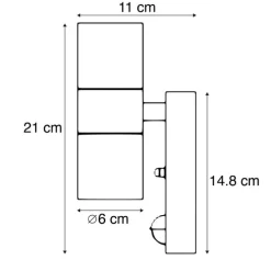 Buitenwandlamp antraciet 2-lichts IP44 met bewegingssensor - Duo