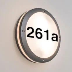 Buitenwandlamp antraciet met huisnummer IP54 - Glow