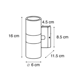Buitenwandlamp donkergrijs 2-lichts IP44 - Duo