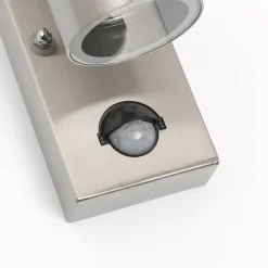 Buitenwandlamp staal 2-lichts IP44 met bewegingssensor - Duo