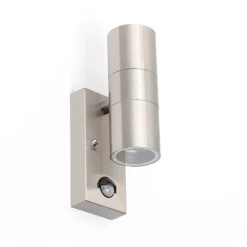 Buitenwandlamp staal 2-lichts IP44 met bewegingssensor - Duo
