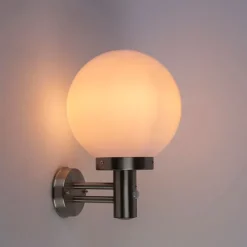 Buitenwandlamp staal RVS IP44 met bewegingsmelder - Sfera