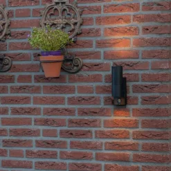 Buitenwandlamp zwart 2-lichts met bewegingssensor IP44 - Duo