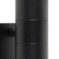 Buitenwandlamp zwart 2-lichts met bewegingssensor IP44 - Duo