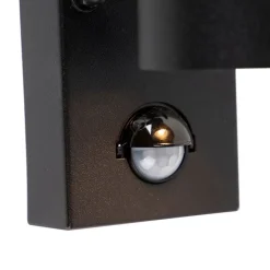 Buitenwandlamp zwart 2-lichts met bewegingssensor IP44 - Duo