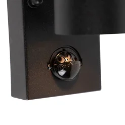 Buitenwandlamp zwart 2-lichts met bewegingssensor IP44 - Duo
