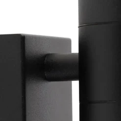 Buitenwandlamp zwart 2-lichts met bewegingssensor IP44 - Duo