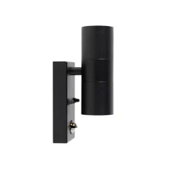 Buitenwandlamp zwart 2-lichts met bewegingssensor IP44 - Duo