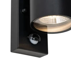 Buitenwandlamp zwart 2-lichts AR70 met bewegingssensor - Duo