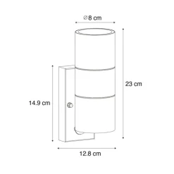 Buitenwandlamp zwart 2-lichts AR70 met bewegingssensor - Duo