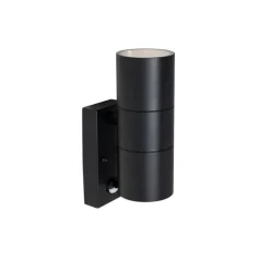 Buitenwandlamp zwart 2-lichts AR70 met bewegingssensor - Duo