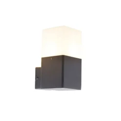 Buitenwandlamp zwart met opaal witte kap IP44 - Denmark
