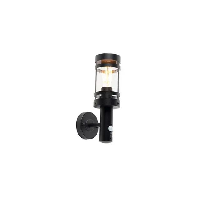 Buitenwandlamp zwart met bewegingssensor IP44 - Gleam