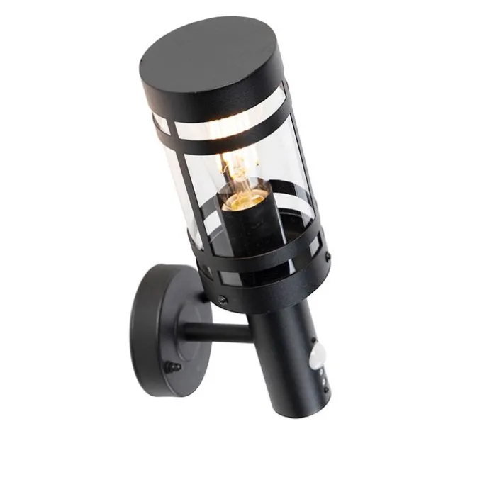 Buitenwandlamp zwart met bewegingssensor IP44 - Gleam