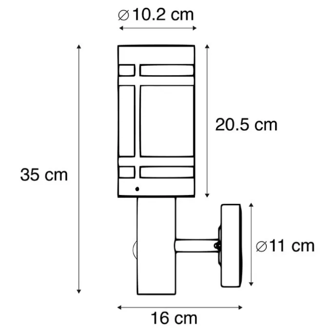 Buitenwandlamp zwart met bewegingssensor IP44 - Gleam