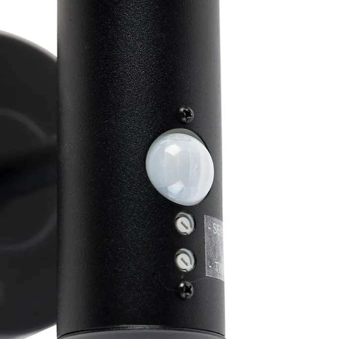 Buitenwandlamp zwart met bewegingssensor IP44 - Gleam