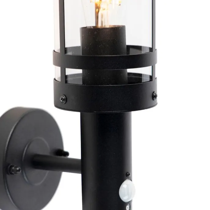 Buitenwandlamp zwart met bewegingssensor IP44 - Gleam
