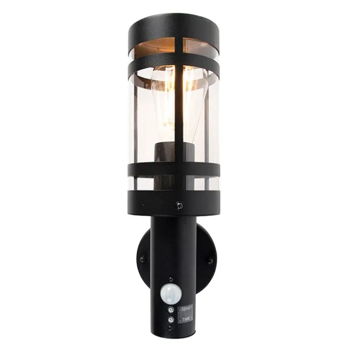 Buitenwandlamp zwart met bewegingssensor IP44 - Gleam