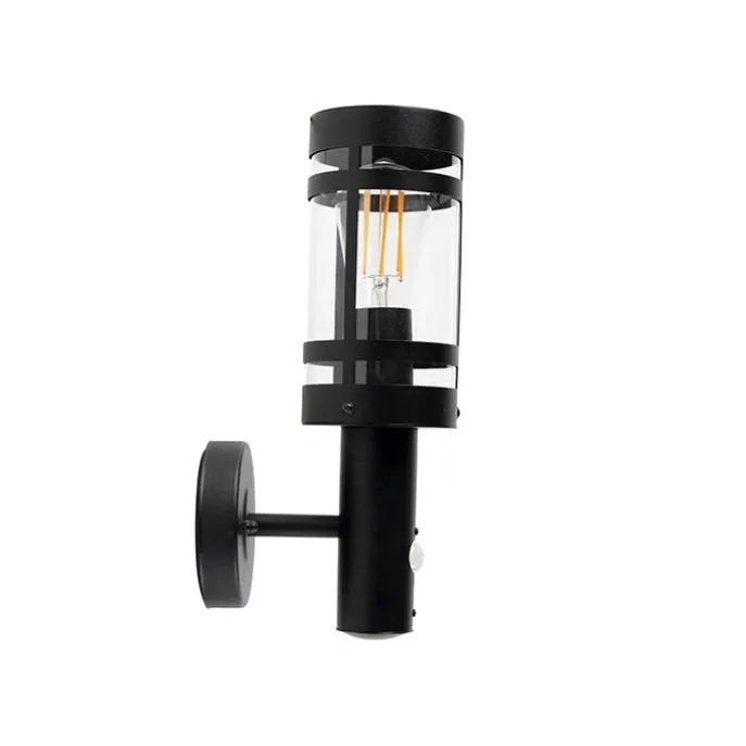 Buitenwandlamp zwart met bewegingssensor IP44 - Gleam
