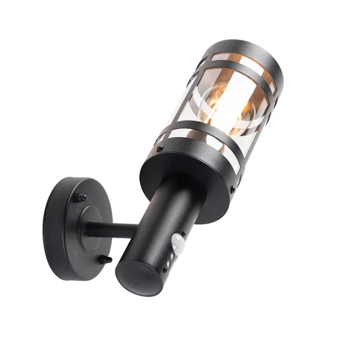 Buitenwandlamp zwart met bewegingssensor IP44 - Gleam