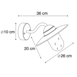 Buitenwandlamp zwart met glas IP44 - Munich