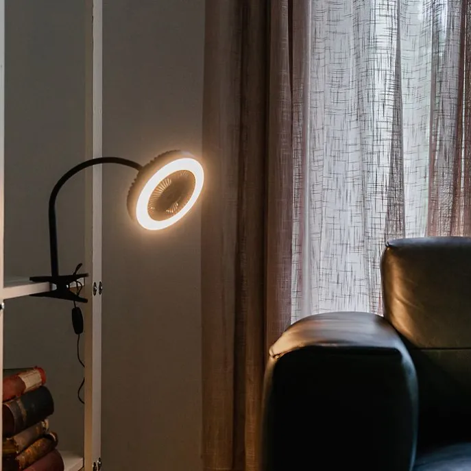 Bureauventilator zwart incl. LED 2700K - Dores