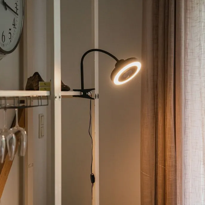 Bureauventilator zwart incl. LED 2700K - Dores