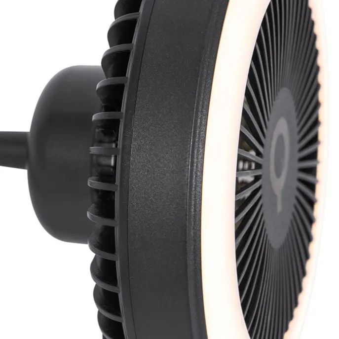 Bureauventilator zwart incl. LED 2700K - Dores