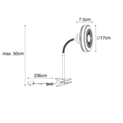 Bureauventilator zwart incl. LED 2700K - Dores