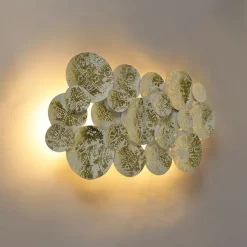 Decorateive oosterse wandlamp goud met wit 2-lichts - Hikina