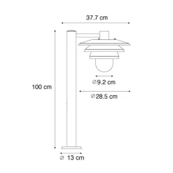 Design buiten paaltje zwart 100 cm IP44 - Morty