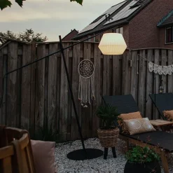 Design buiten vloerlamp zwart met witte kap IP44 - Robbert