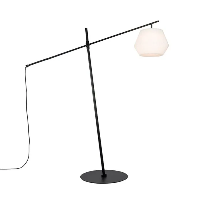 Design buiten vloerlamp zwart met witte kap IP44 - Robbert