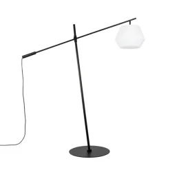 Design buiten vloerlamp zwart met witte kap IP44 - Robbert