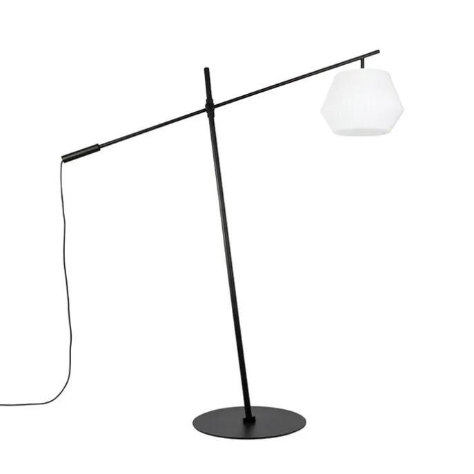 Design buiten vloerlamp zwart met witte kap IP44 - Robbert