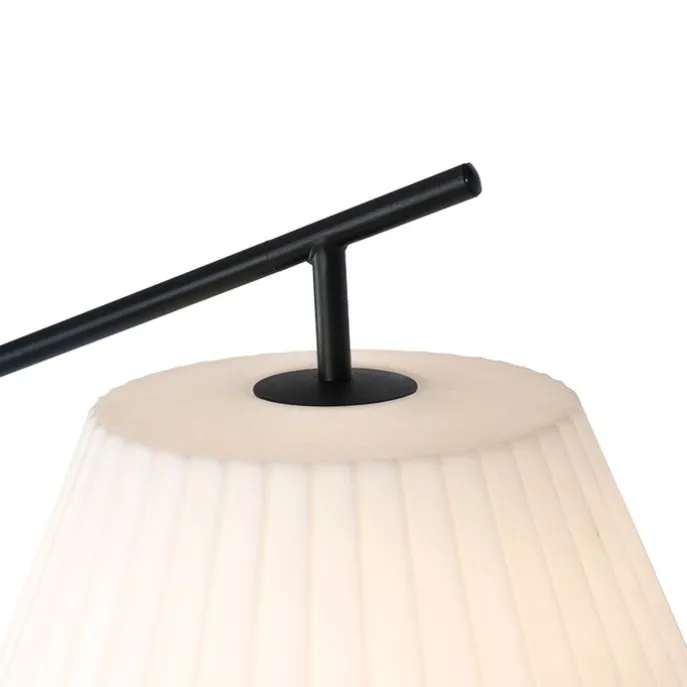 Design buiten vloerlamp zwart met witte kap IP44 - Robbert