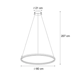 Design hanglamp beige 80cm incl. LED 3-staps dimbaar - Girello