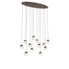 Design hanglamp donker brons met helder glas 12-lichts - Inge