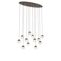 Design hanglamp donker brons met helder glas 12-lichts - Inge